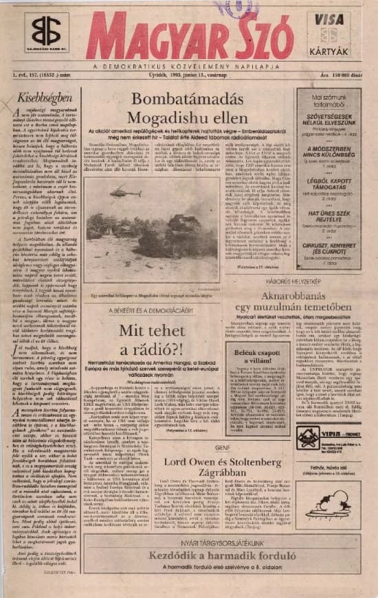Magyar Szó, 50. évf. 1993. június 13. 157. sz. 1–24. oldal