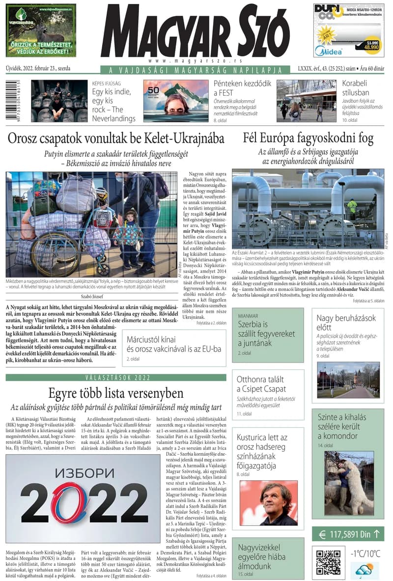 Magyar Szó, 79. évf. 2022. február 23. 43. sz. 1–16. oldal