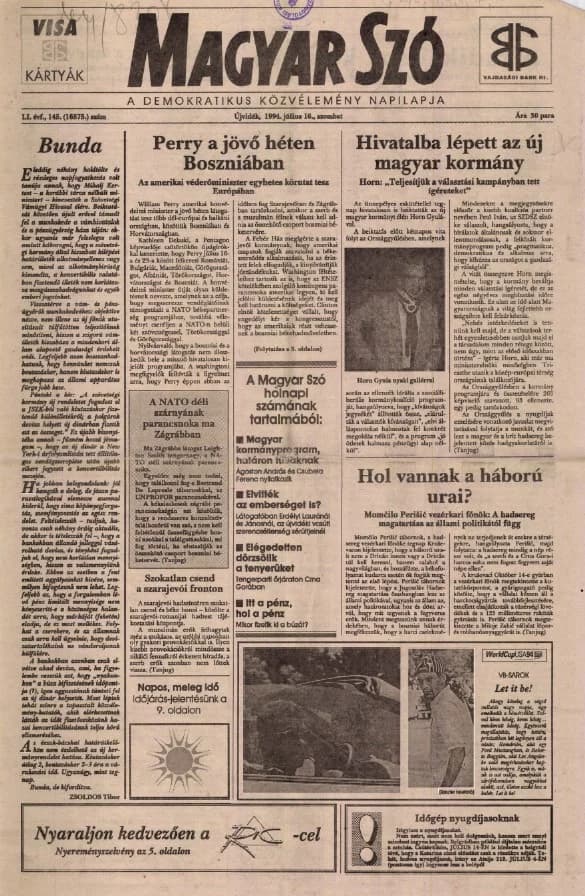Magyar Szó, 51. évf. 1994. július 16. 145. sz. 1–16. oldal