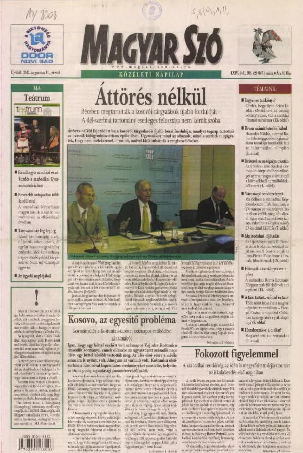 Magyar Szó, 64. évf. 2007. augusztus 31. 203. sz. 1–20. oldal