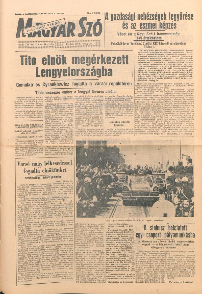 Magyar Szó, 21. évf. 1964. június 26. 175. sz. 1–12. oldal
