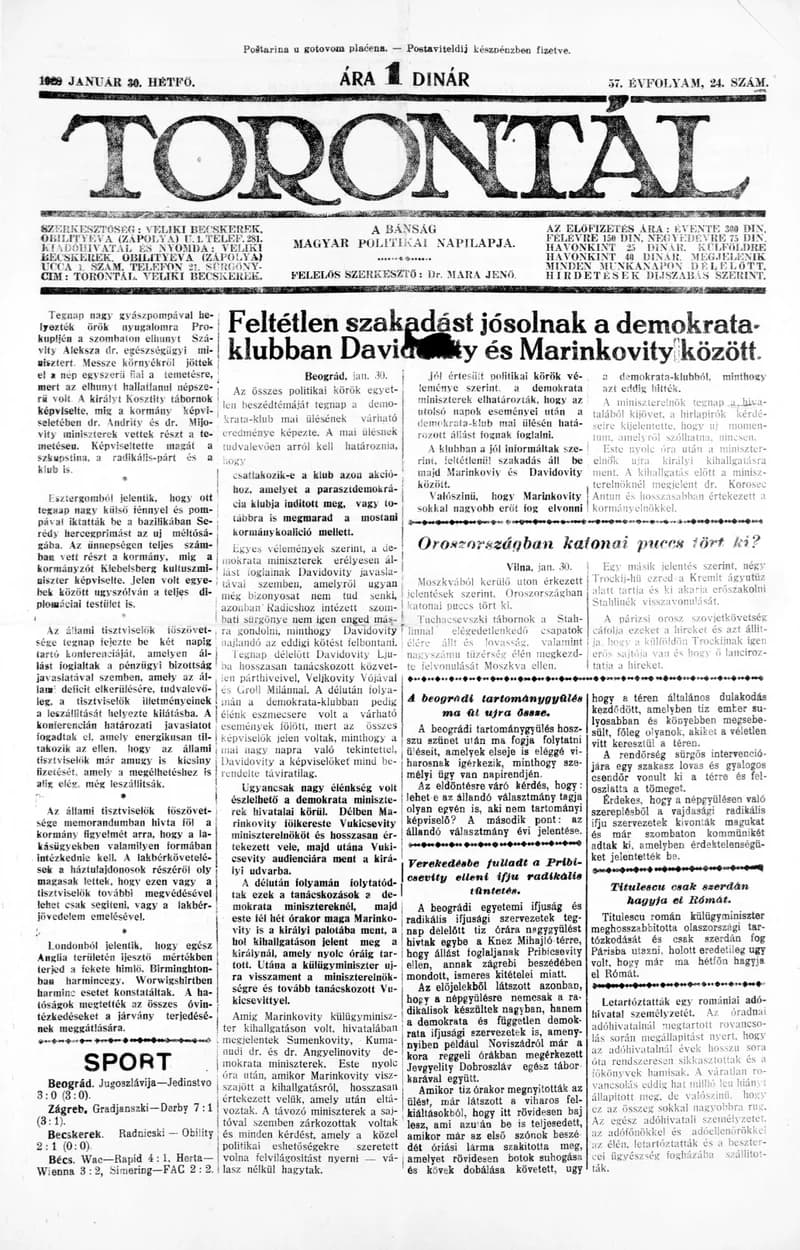 Torontál, 57. évf. 1928. január 30. 24. sz.