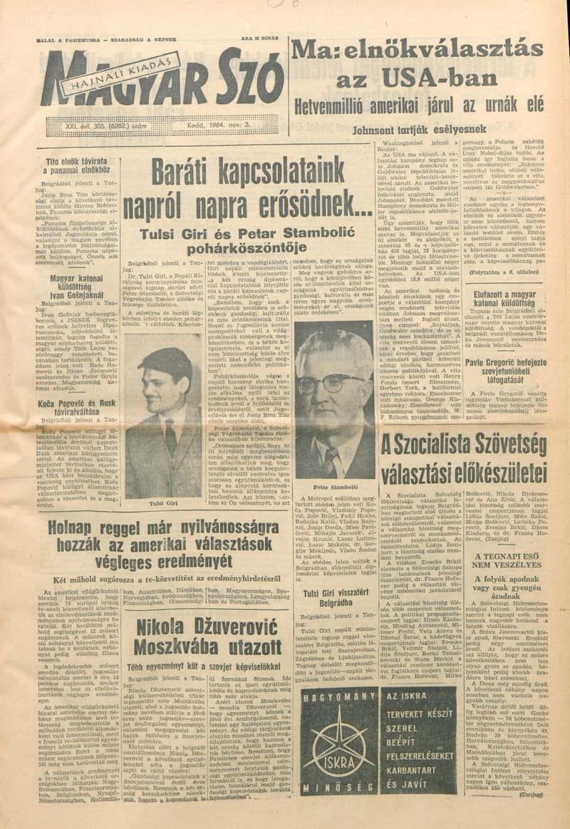 Magyar Szó, 21. évf. 1964. november 3. 305. sz.
