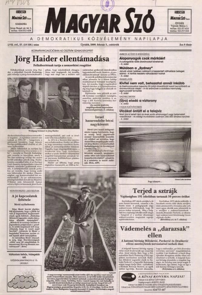 Magyar Szó, 57. évf. 2000. február 3. 27. sz. 1–16. oldal