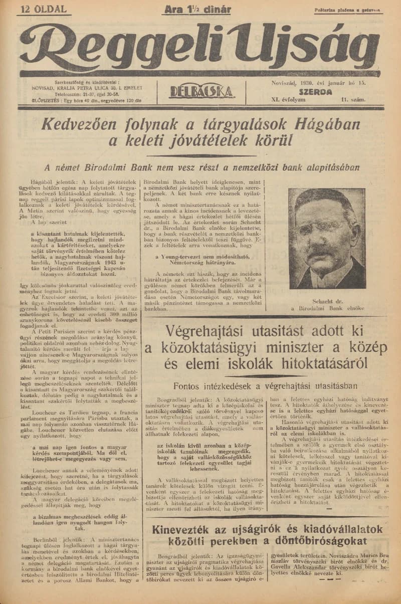 Reggeli Újság, 11. évf. 1930. január 15. 11. sz.