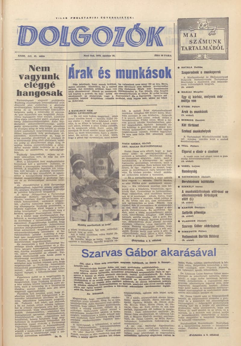 Dolgozók, 24. évf. 1970. október 16. 41. sz.