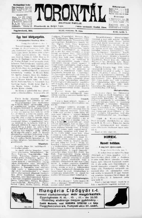 Torontál, 43. évf. 1914. április 7. 79. sz.