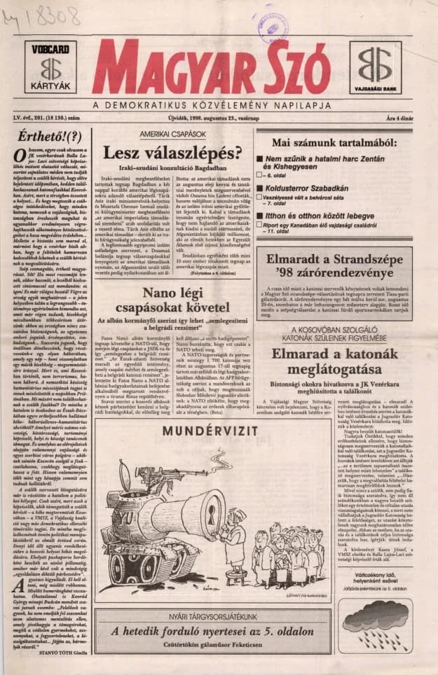 Magyar Szó, 55. évf. 1998. augusztus 23. 201. sz. 1–24. oldal