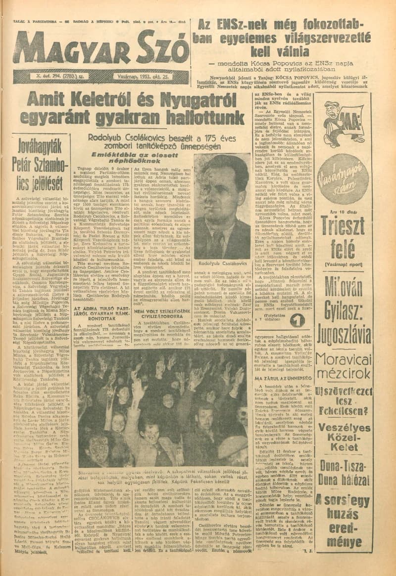 Magyar Szó, 10. évf. 1953. október 25. 294. sz. 1–14. oldal