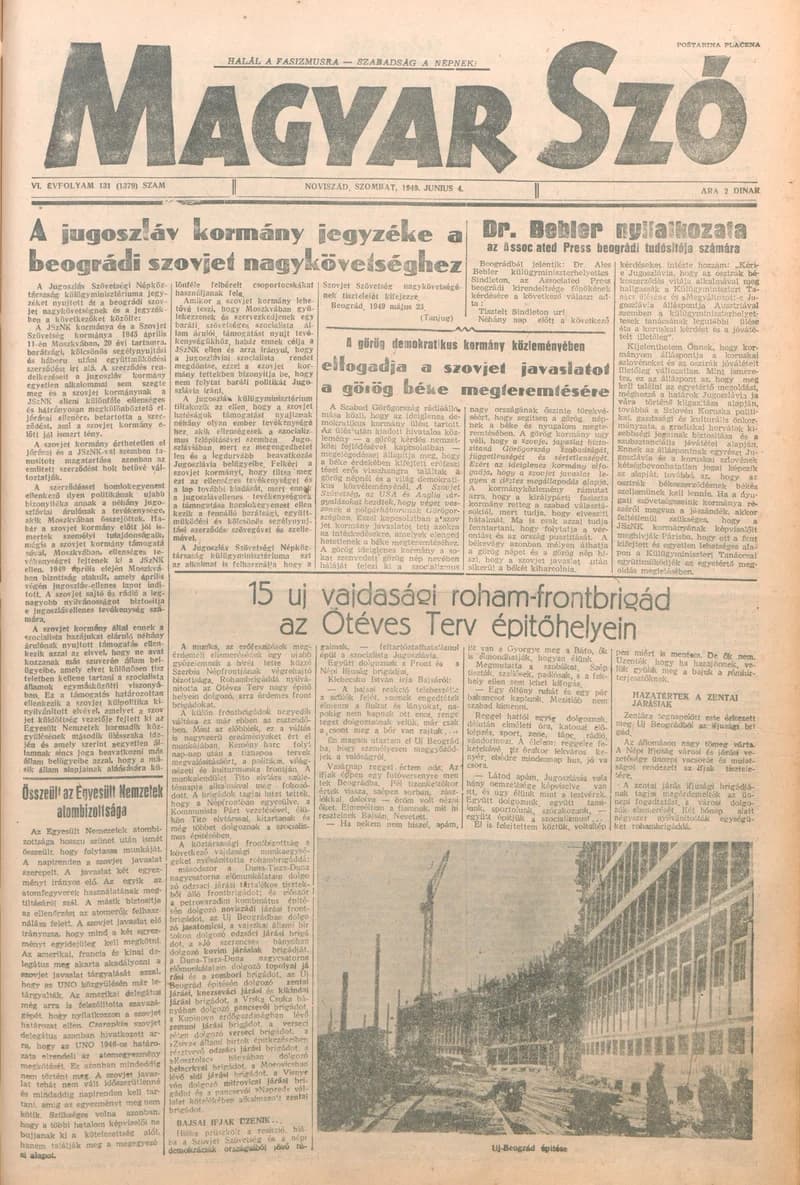 Magyar Szó, 6. évf. 1949. június 4. 131. sz. 1–4. oldal
