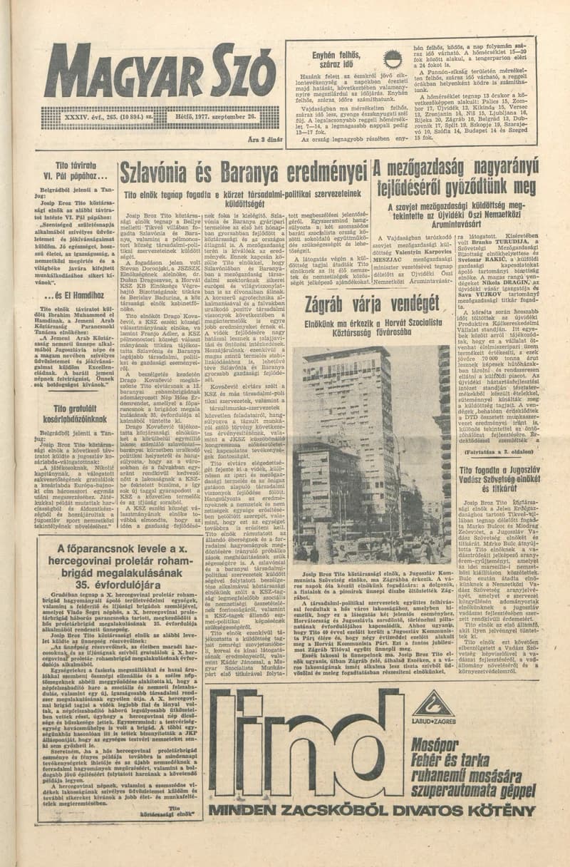 Magyar Szó, 34. évf. 1977. szeptember 26. 265. sz.