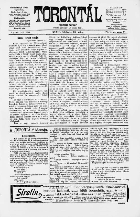 Torontál, 33. évf. 1904. augusztus 19. 189. sz.