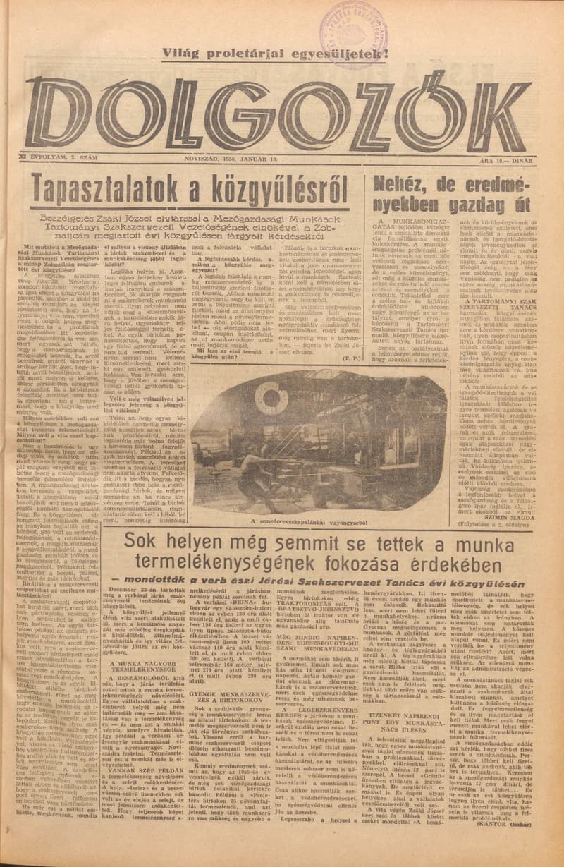 Dolgozók, 10. évf. 1956. január 10. 3. sz.