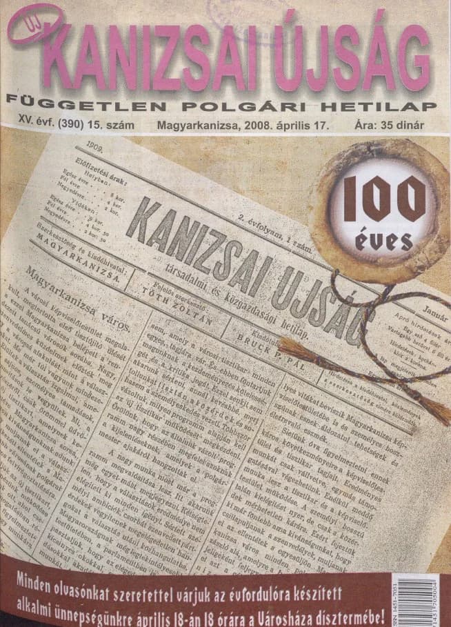 Új Kanizsai Újság, 15. évf. 2008. április 17. 15. sz.