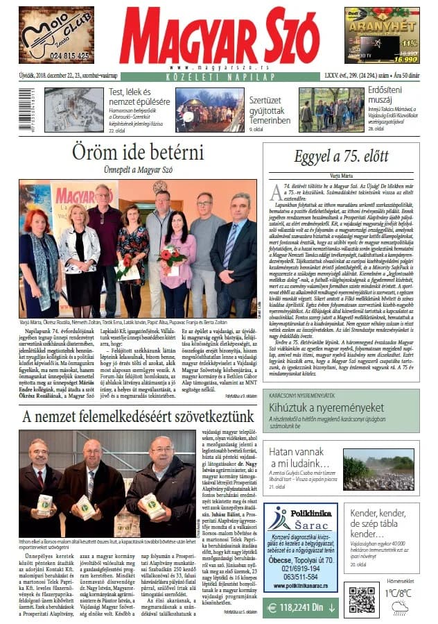 Magyar Szó, 75. évf. 2018. december 22. – 23. 299. sz. 1–42. oldal