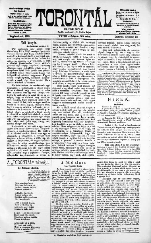 Torontál, 28. évf. 1899. november 23. 269. sz.