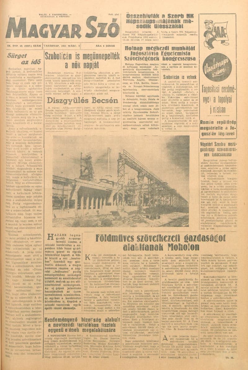 Magyar Szó, 9. évf. 1952. március 9. 59. sz. 1–8. oldal