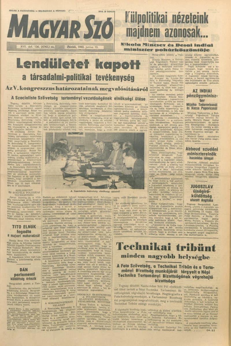 Magyar Szó, 17. évf. 1960. június 10. 136. sz. 1–12. oldal