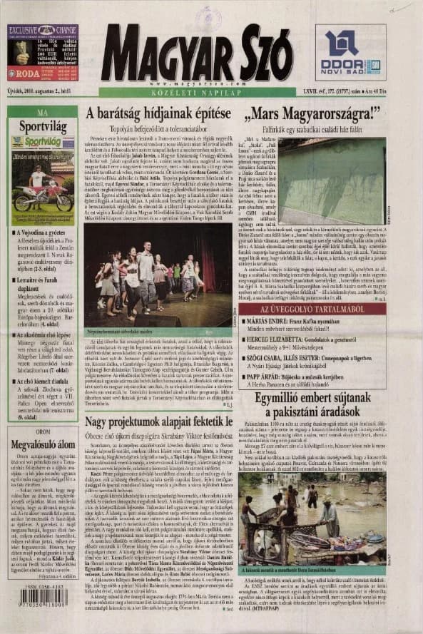 Magyar Szó, 67. évf. 2010. augusztus 2. 177. sz. 1–16. oldal
