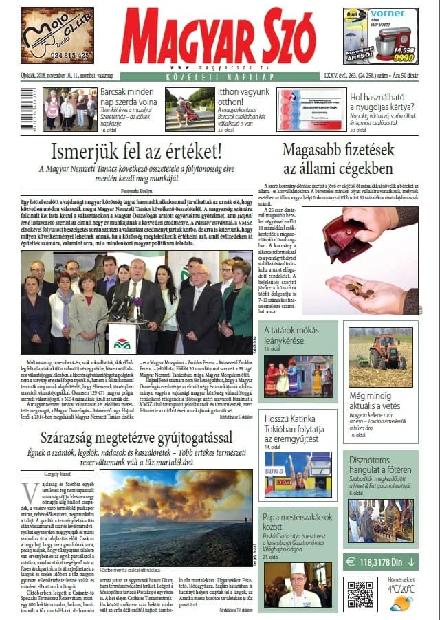Magyar Szó, 75. évf. 2018. november 10. – 11. 263. sz. 1–42. oldal