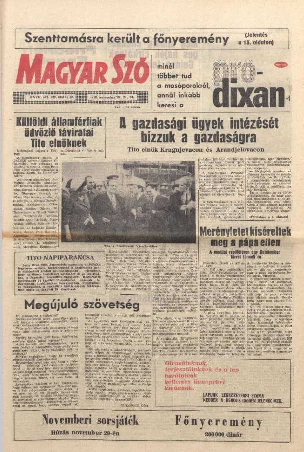 Magyar Szó, 27. évf. 1970. november 28. – 30. 328. sz. 1–48. oldal