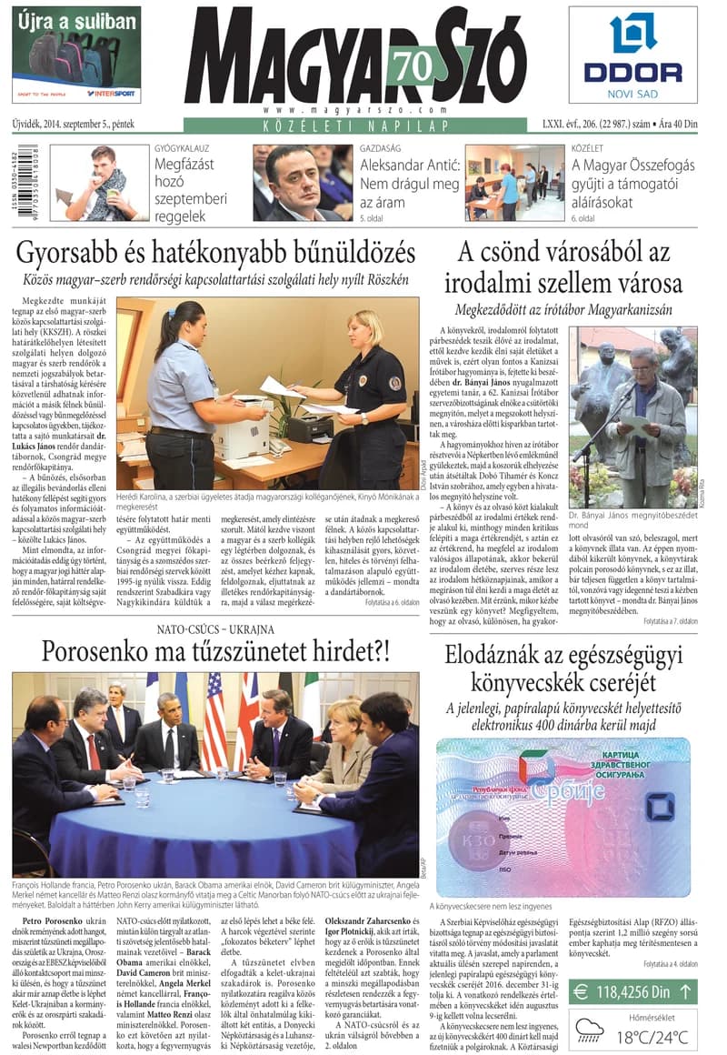 Magyar Szó, 71. évf. 2014. szeptember 5. 206. sz. 1–16. oldal
