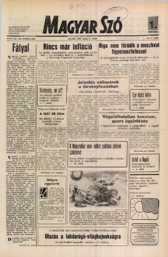 Magyar Szó, 47. évf. 1990. május 8. 124. sz. 1–20. oldal
