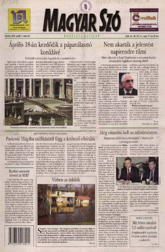 Magyar Szó, 62. évf. 2005. április 7. 80. sz. 1–20. oldal