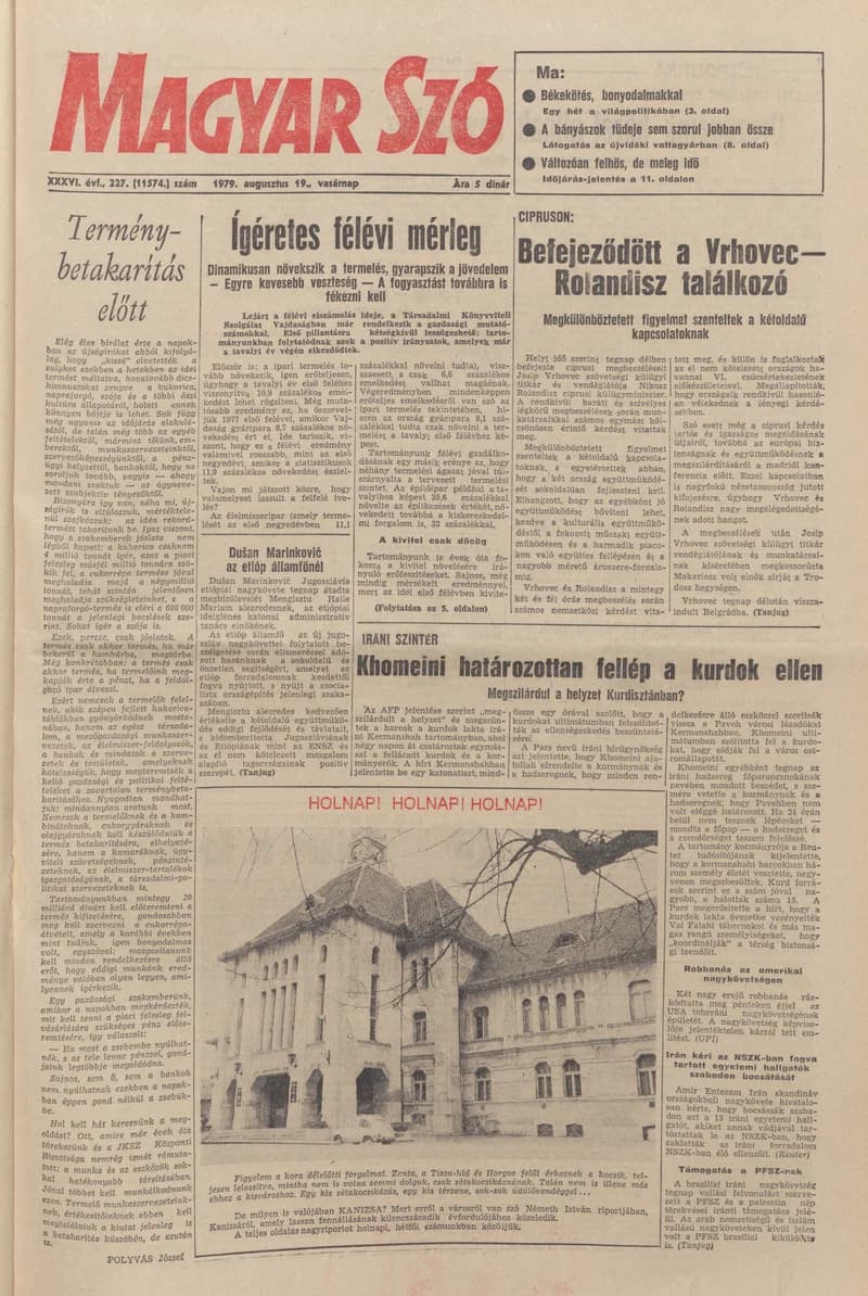 Magyar Szó, 36. évf. 1979. augusztus 19. 227. sz. 1–28. oldal