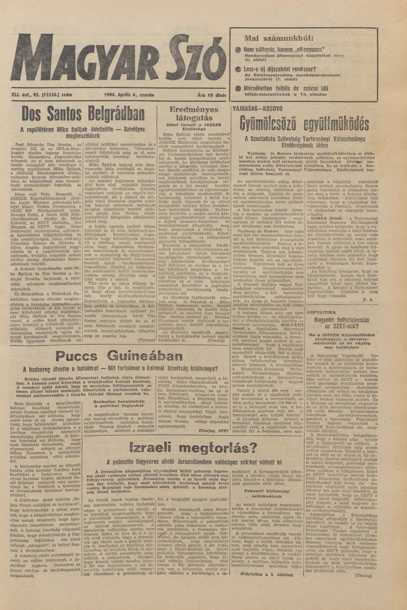 Magyar Szó, 41. évf. 1984. április 4. 93. sz. 1–24. oldal