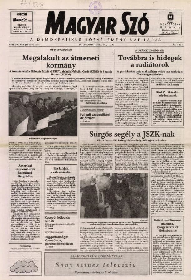 Magyar Szó, 57. évf. 2000. október 25. 253. sz. 1–16. oldal