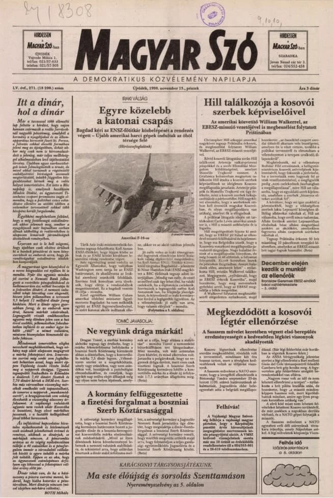 Magyar Szó, 55. évf. 1998. november 13. 271. sz. 1–16. oldal
