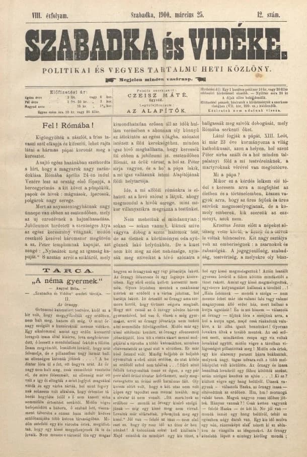 Szabadka és vidéke II, 8. évf. 1900. március 25. 12. sz.