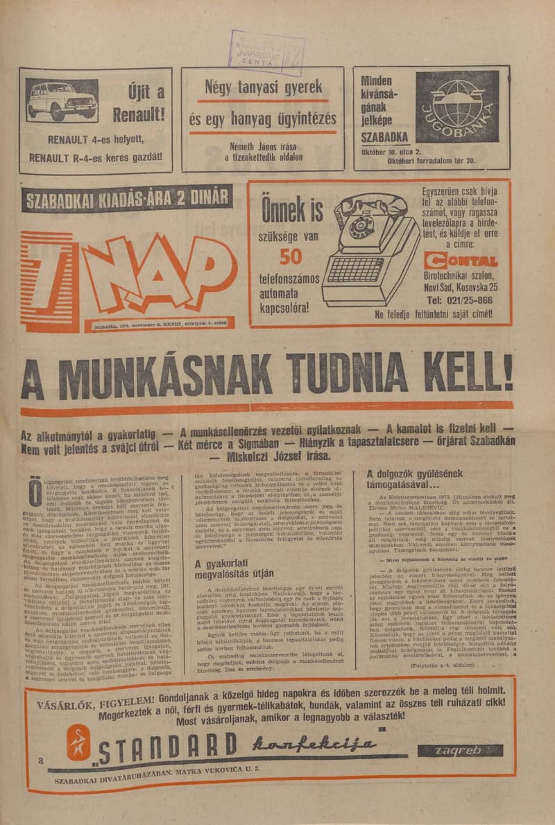 7 Nap, 29. évf. 1974. november 8. 45. sz. 1–32. oldal