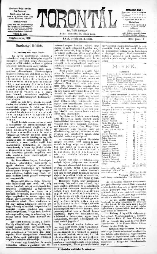 Torontál, 29. évf. 1900. január 8. 5. sz.