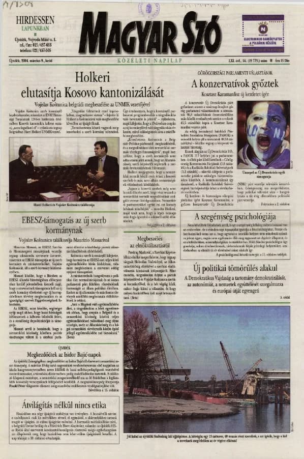 Magyar Szó, 61. évf. 2004. március 9. 56. sz. 1–20. oldal
