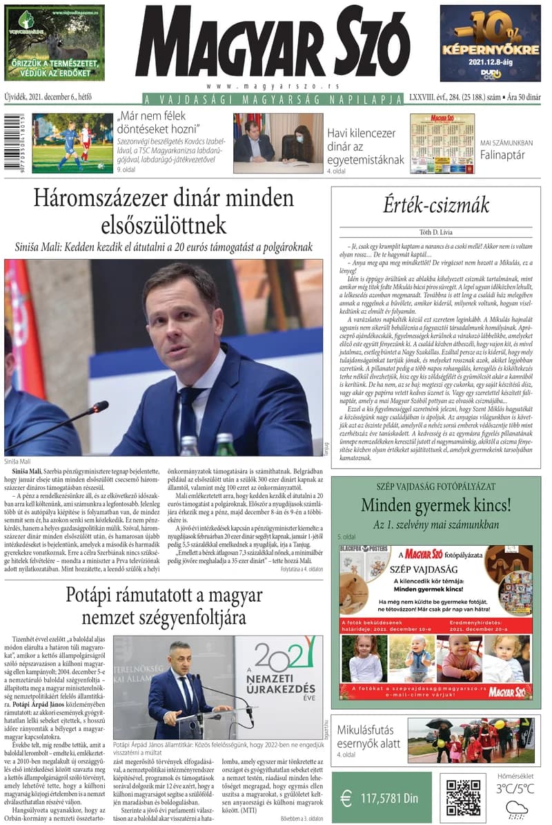 Magyar Szó, 78. évf. 2021. december 6. 284. sz. 1–20. oldal