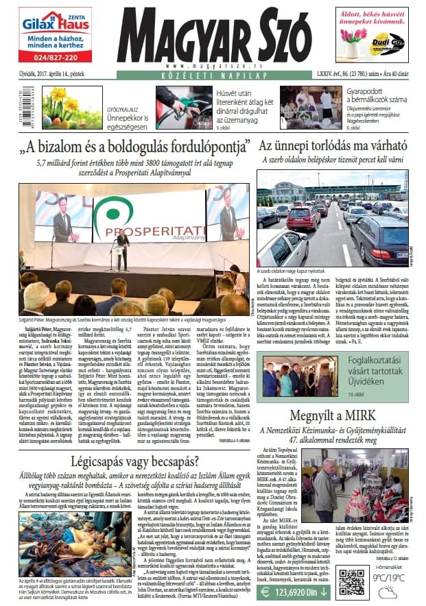 Magyar Szó, 74. évf. 2017. április 14. 86. sz. 1–16. oldal
