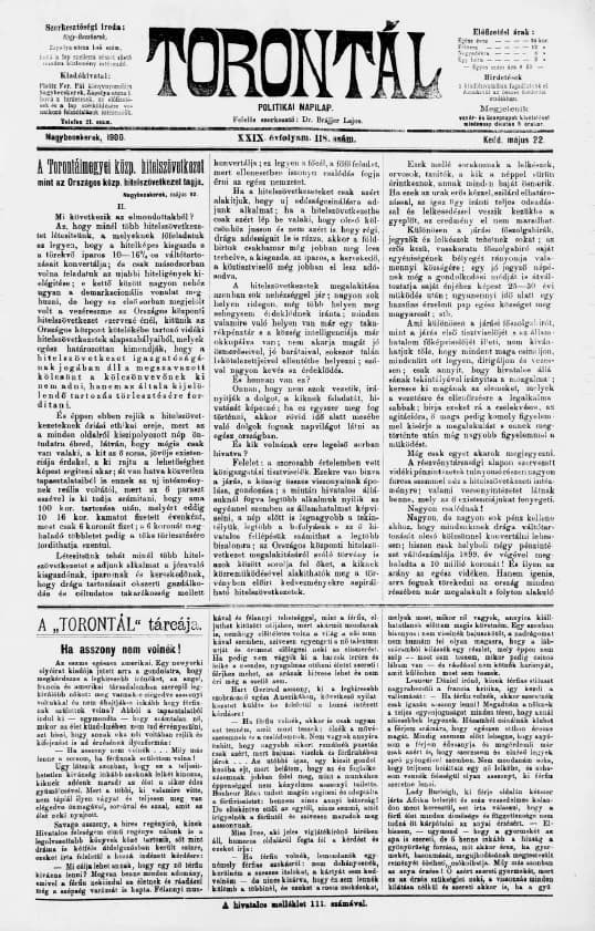 Torontál, 29. évf. 1900. május 22. 118. sz.