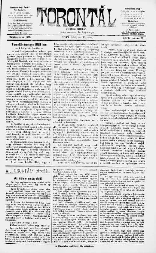 Torontál, 29. évf. 1900. március 28. 72. sz.