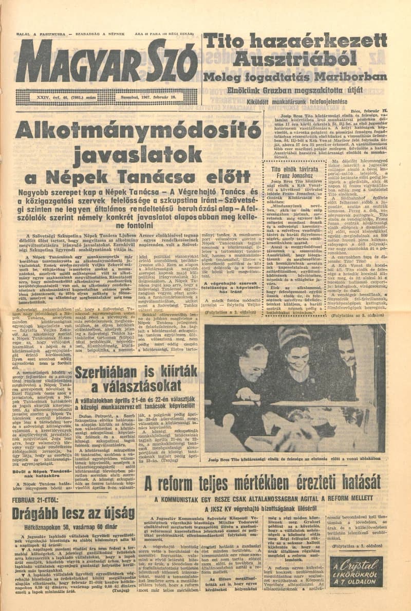 Magyar Szó, 24. évf. 1967. február 18. 46. sz. 1–12. oldal