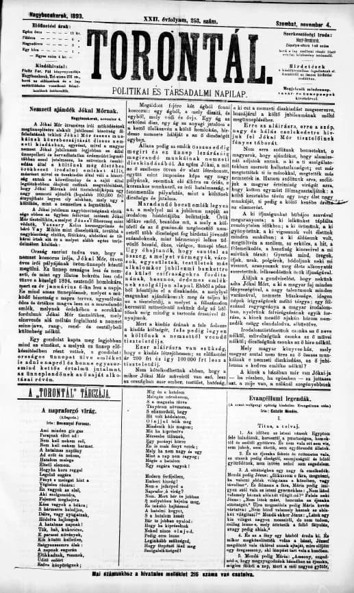 Torontál, 22. évf. 1893. november 4. 253. sz.