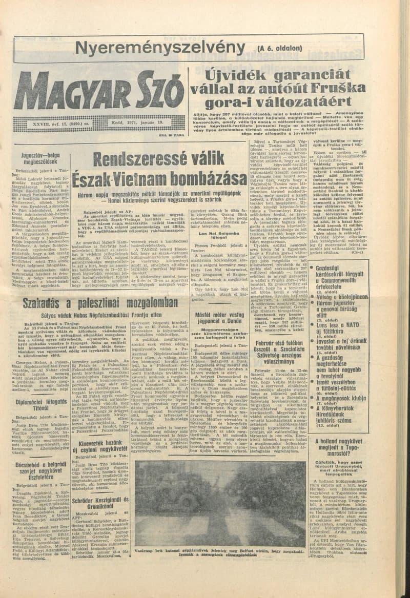 Magyar Szó, 28. évf. 1971. január 19. 17. sz. 1–16. oldal