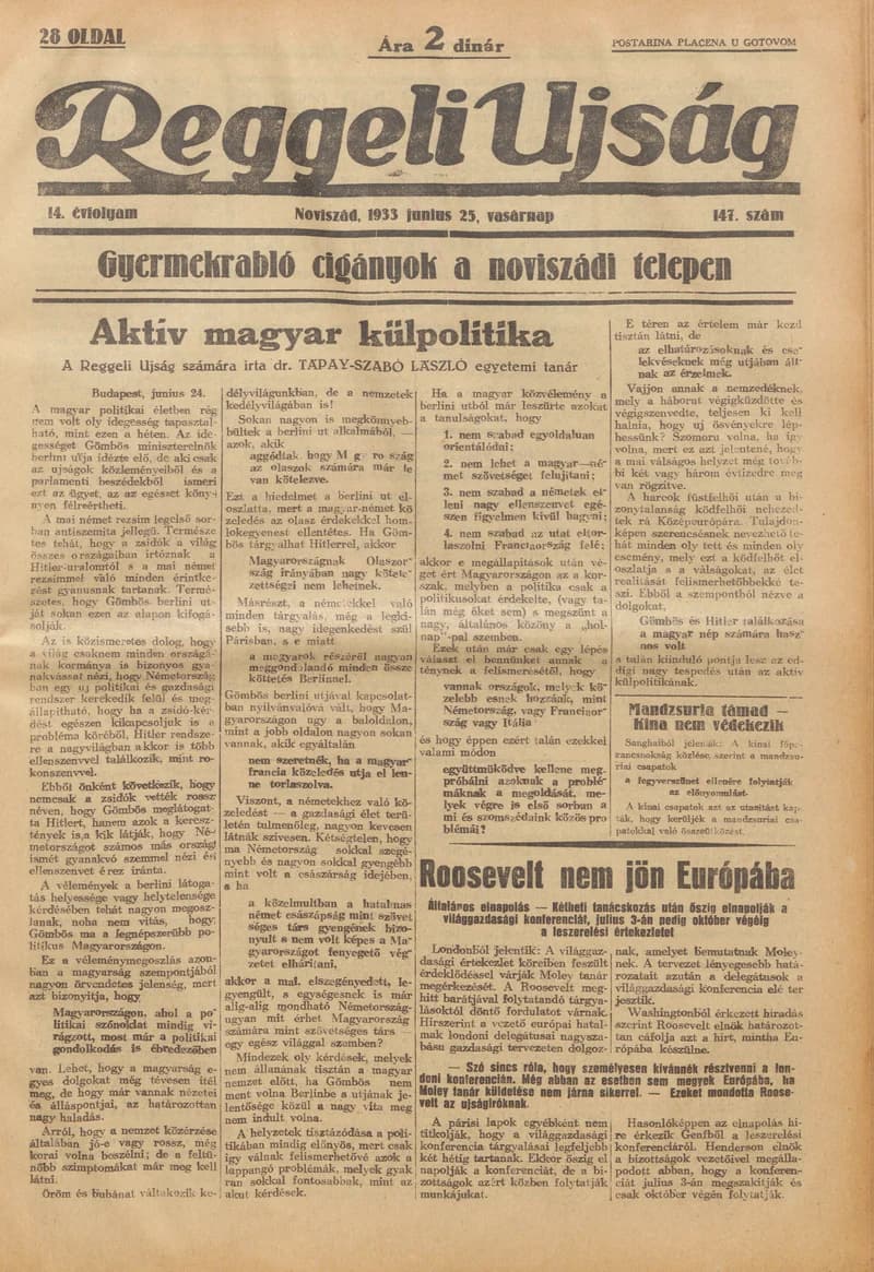 Reggeli Újság, 14. évf. 1933. június 25. 147. sz.