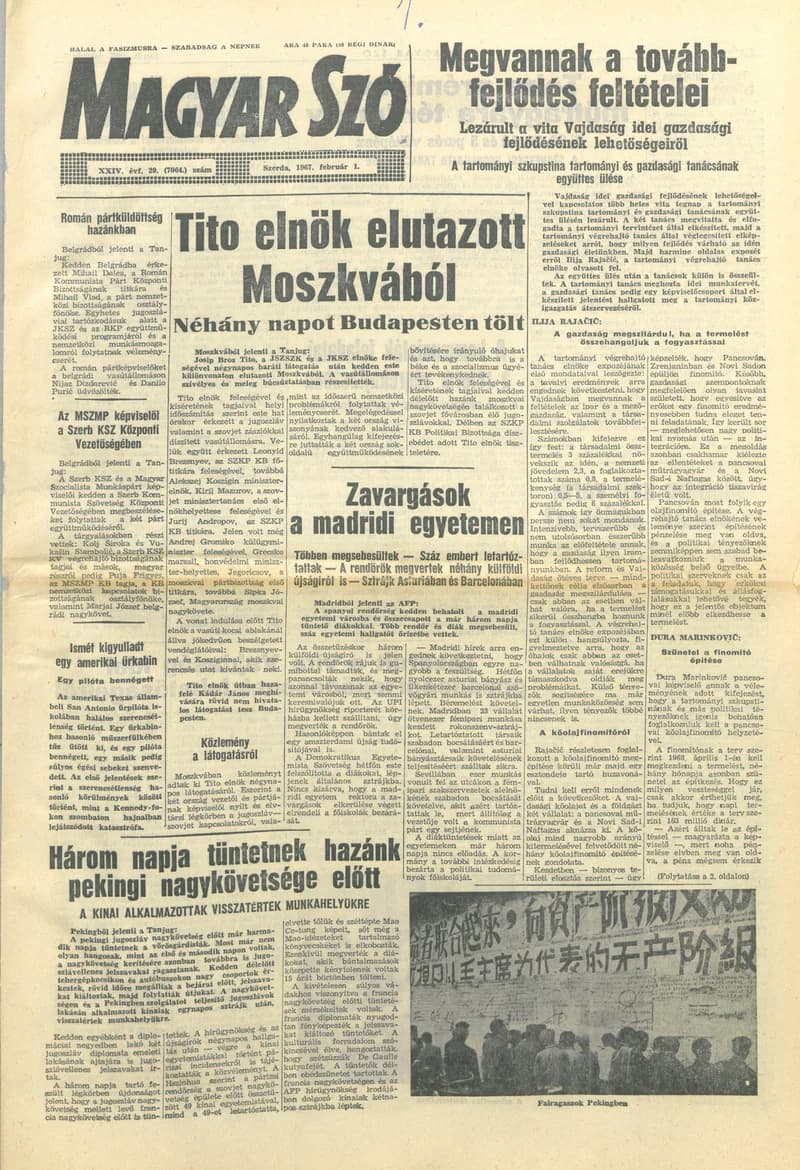 Magyar Szó, 24. évf. 1967. február 1. 29. sz. 1–16. oldal