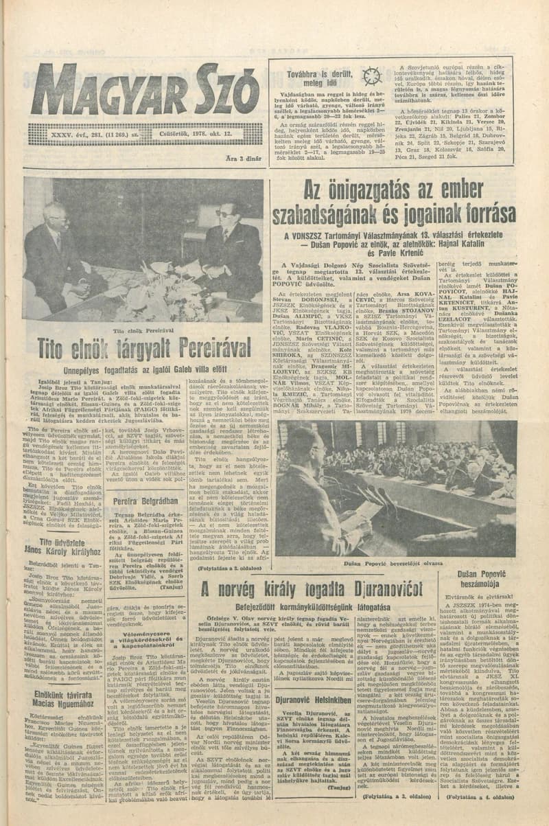 Magyar Szó, 35. évf. 1978. október 12. 281. sz. 1–20. oldal