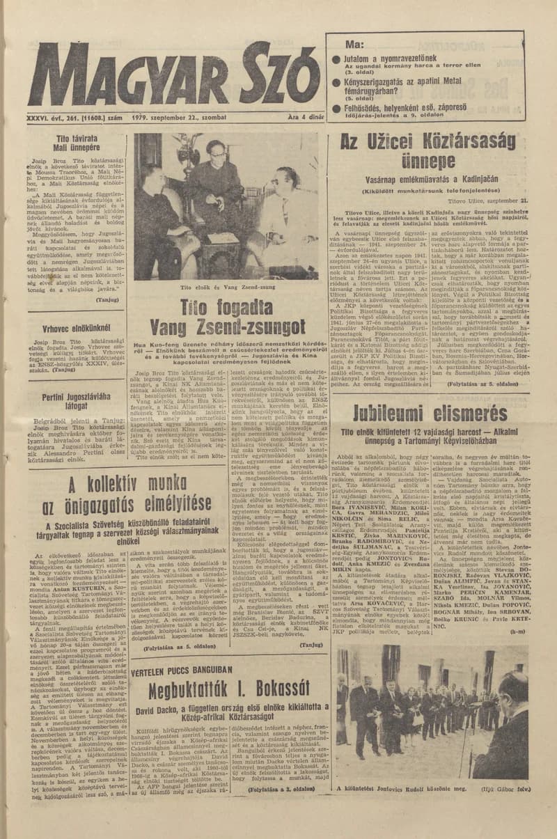 Magyar Szó, 36. évf. 1979. szeptember 22. 261. sz. 1–20. oldal