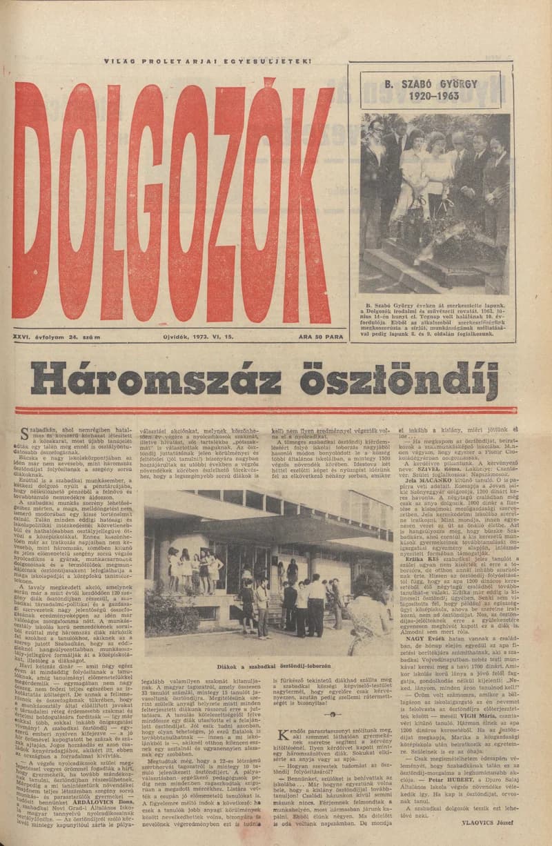 Dolgozók, 27. évf. 1973. június 15. 24. sz.