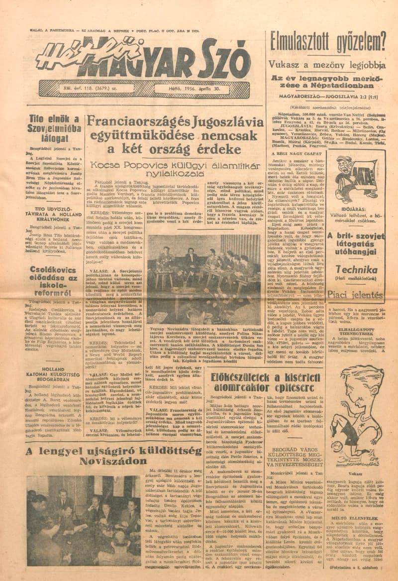 Magyar Szó, 13. évf. 1956. április 30. 118. sz. 1–10. oldal