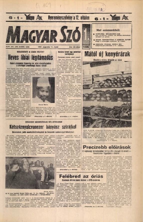 Magyar Szó, 44. évf. 1987. augusztus 11. 219. sz. 1–20. oldal
